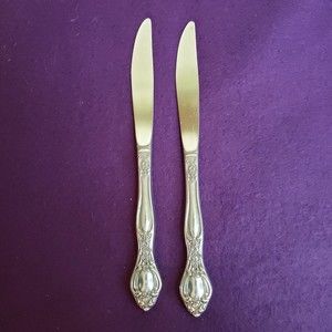 Onieda Westbend Stainless USA Affection 2 Dinner Knives Knife Glossy Floral